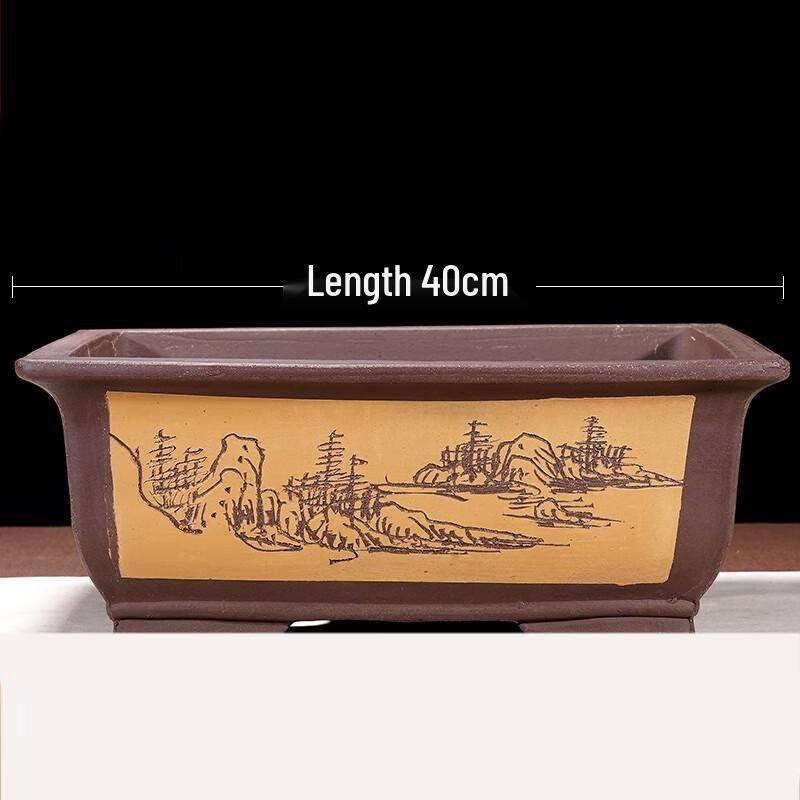 Purple Clay Rectangular Bonsai Trough Pot