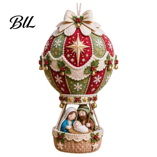 Cute Christmas Sewing Patterns DIY Hot Air Balloon Hanging Ornament Kit, 3D Handmade Fabric Craft Diy Kit for Holiday Season Project with Santa