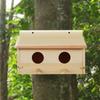 Wooden Bird House 2 Holes Courtyard Decoration Mating Box Rustic Outdoor Birdhouse Hut for