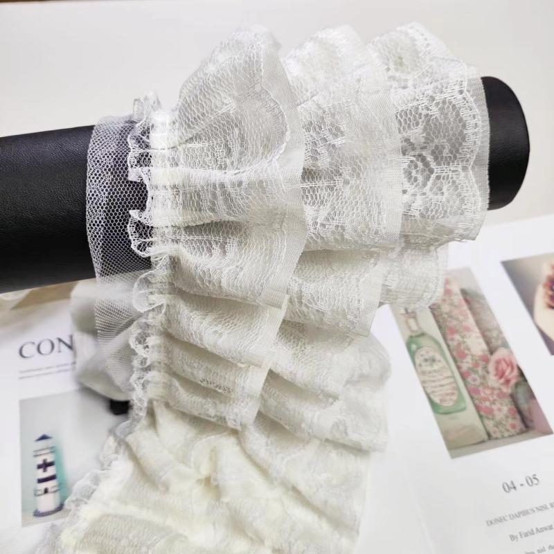 Трехслойный 3D плиссированный шифон с вышивкой кружева DIY детские манжеты для платья, подол юбки, пушистая накидка на диван, отделка, швейные принадлежности