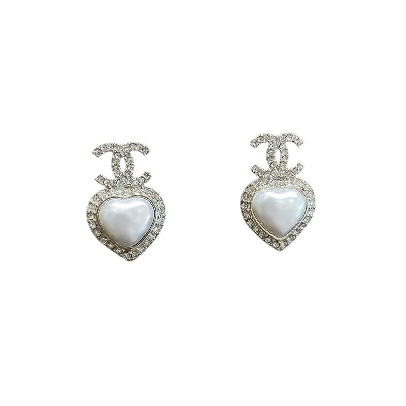 Chanel Серебряные серьги с двойным C и стразами для женщин