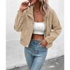 Women S Stand Collar Single Breasted Corduroy Solid Casual Jacket