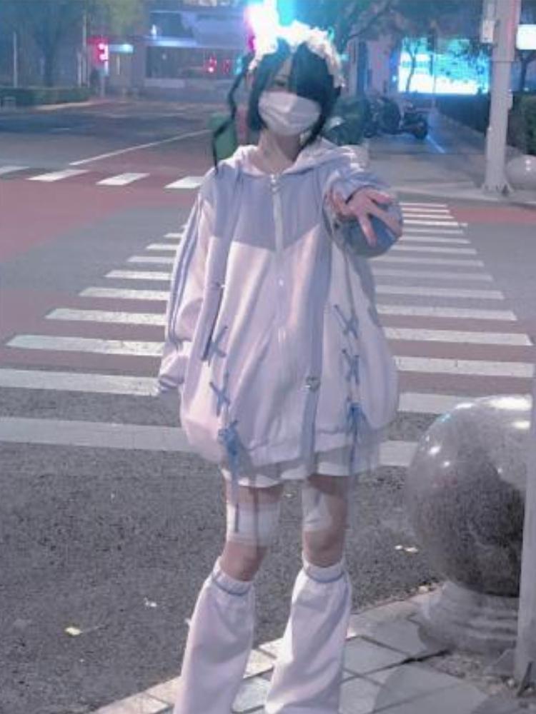 90-е Harajuku Kawaii пуловер бандажная толстовка Y2k эстетика толстовки женские E-girl гот уличная одежда топ