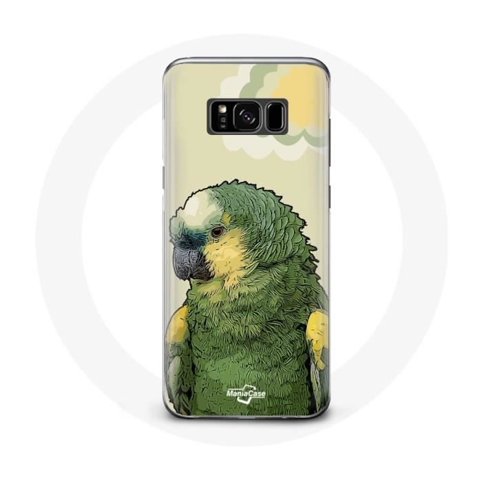 Coque - Amazone - Galaxy S8 - Souple - Vert - Perroquets