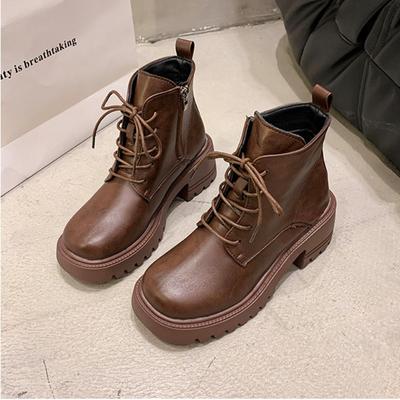 Британские ретро-ботинки на платформе из кожи для мотоциклистов для женщин. Дизайнерские ботинки с мягкой подошвой для женщин. Модные ботильоны для женщин.