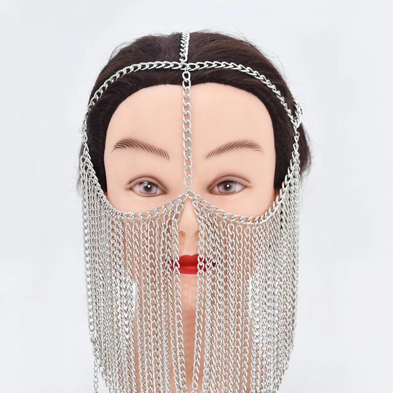 Masquerade Mask Party Alloy Jewelry Stage Costume Performance Costume Metal Face Chain Jewelry
