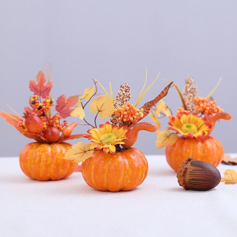 Halloween Foam Fake Pumpkins Maple Leaf Autumn Home Table Decoration Halloween Party Decor