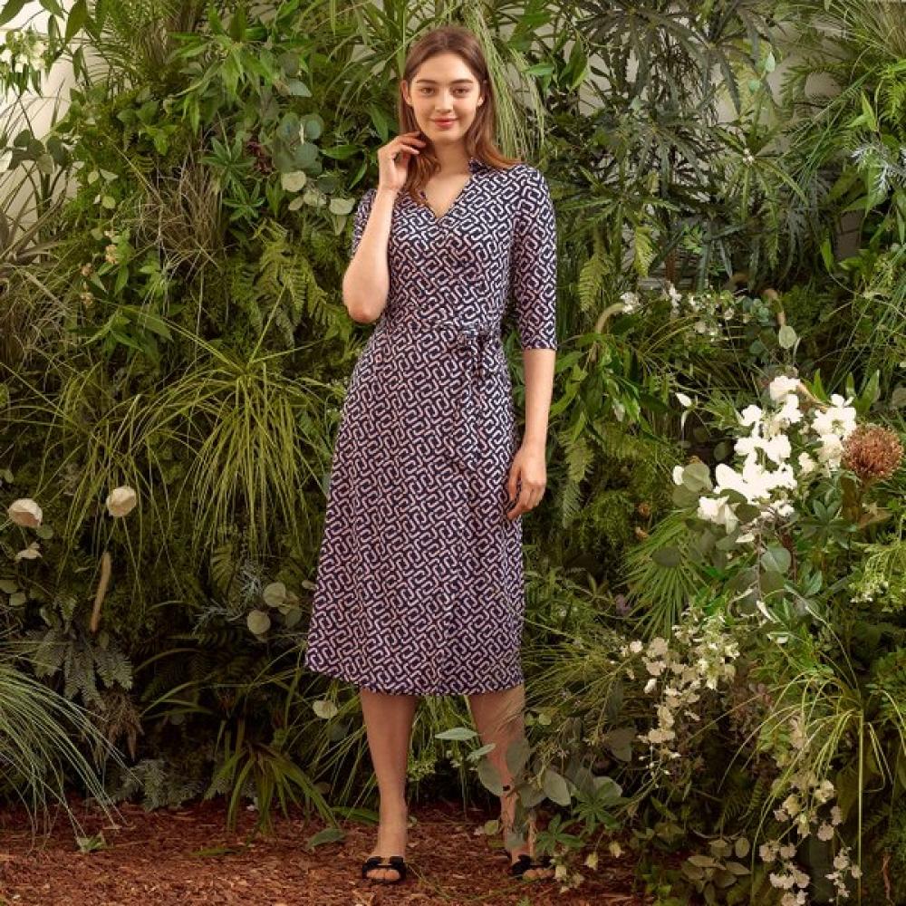 Lipbbam Creora Derosy Cara 3 4 Sleeve Long Wrap Dress Ldm11lj01