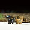Sandalwood Cat Desktop Figurine Mini Animal Sculpture Wooden Carved Figurine  Living Room
