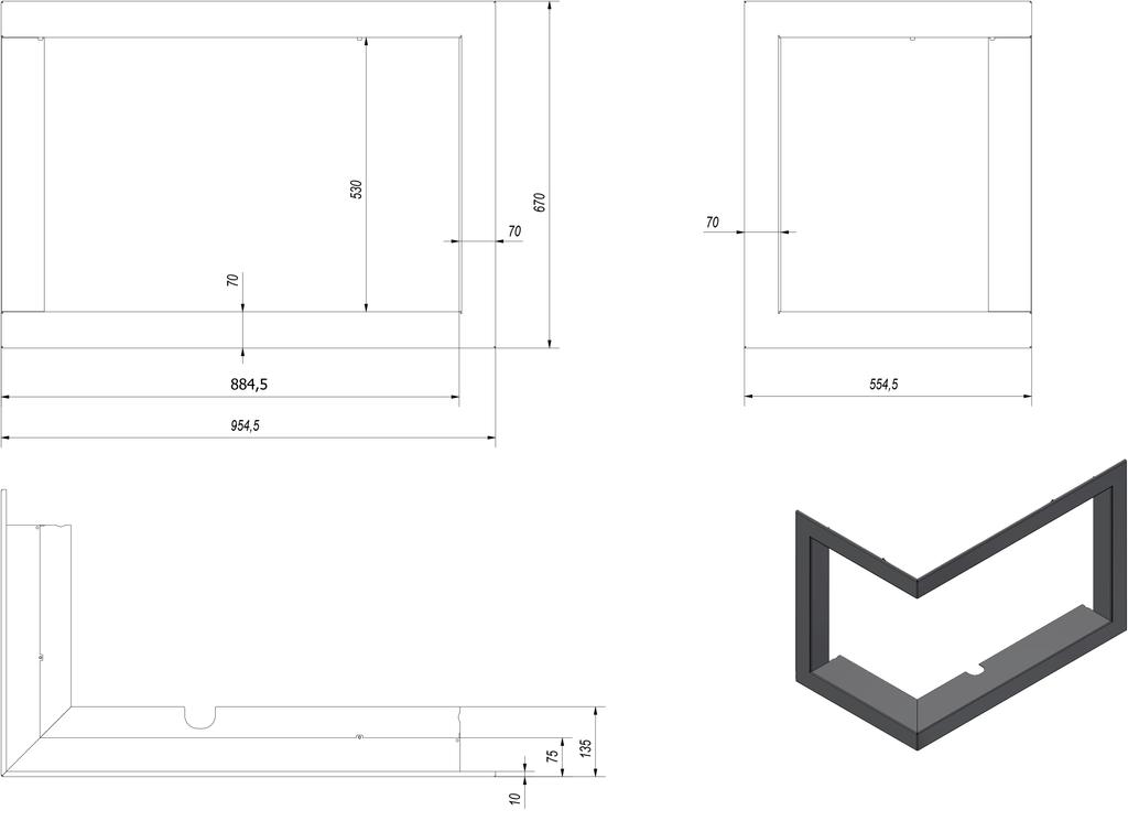 Frame for VNL/810/410 ce stove frame width 70 mm