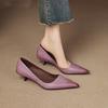 Французские туфли-лодочки на kitten heel для работы и на каждый день 2026 новая супер-хит фиолетовые остроносые туфли на среднем каблуке свадебные туфли