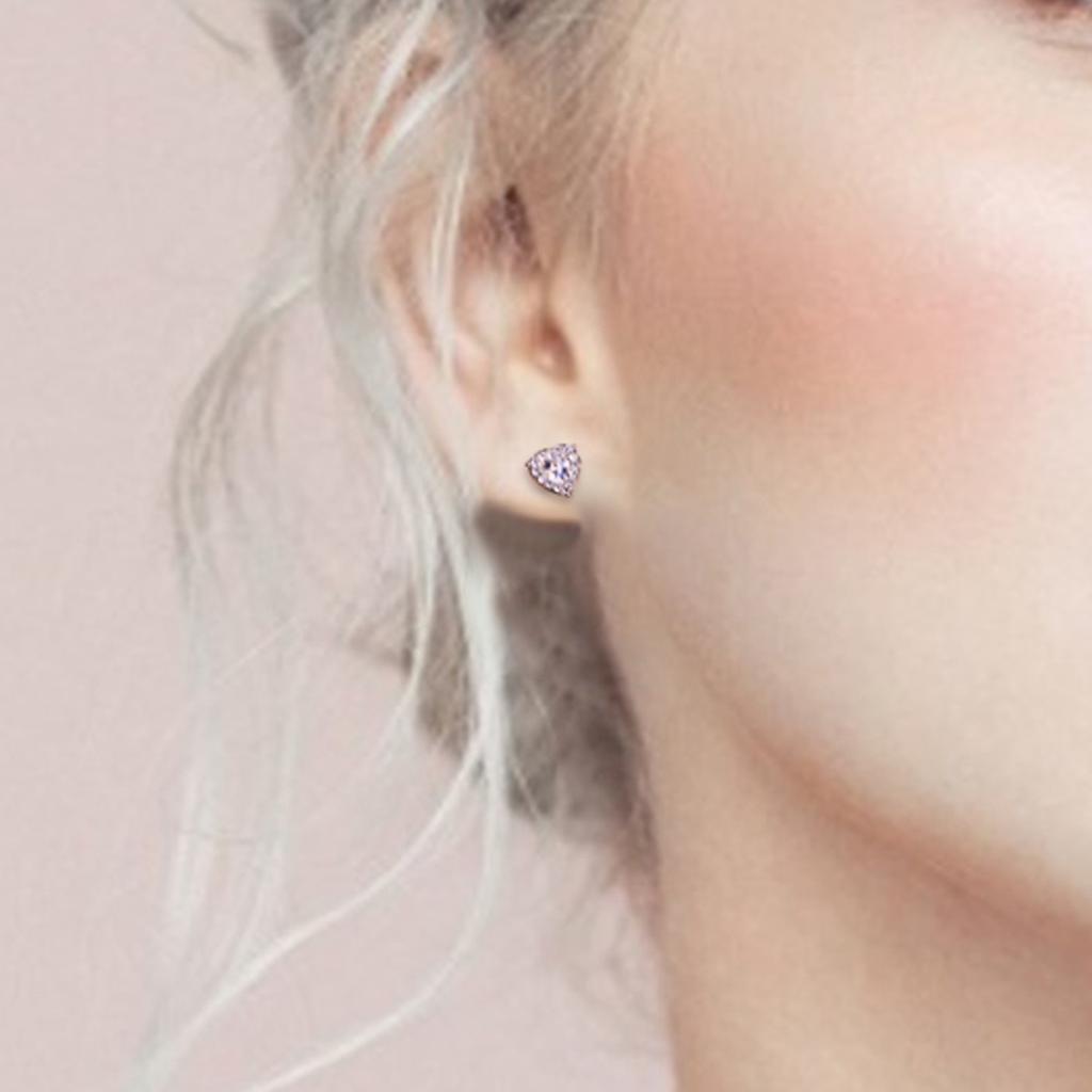 Серьги-гвоздики с бриллиантами для женщин, милые гипоаллергенные серьги-гвоздики в форме сердца с цирконием, модные подарки на годовщину дня рождения