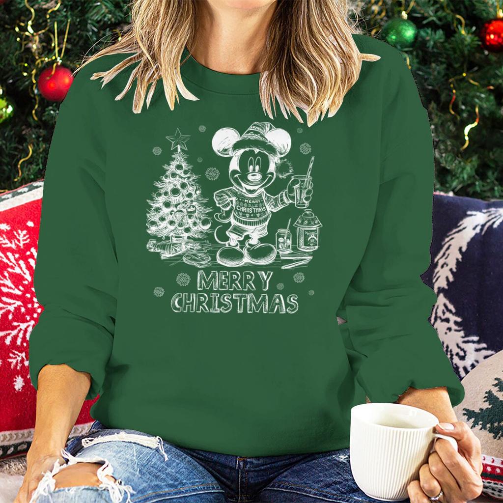 Vintage Retro Christmas Mickey Mouse Sweatshirt for Women Festive Holiday Wear Clothes Merry Christmas Party Matching Sweatshirt