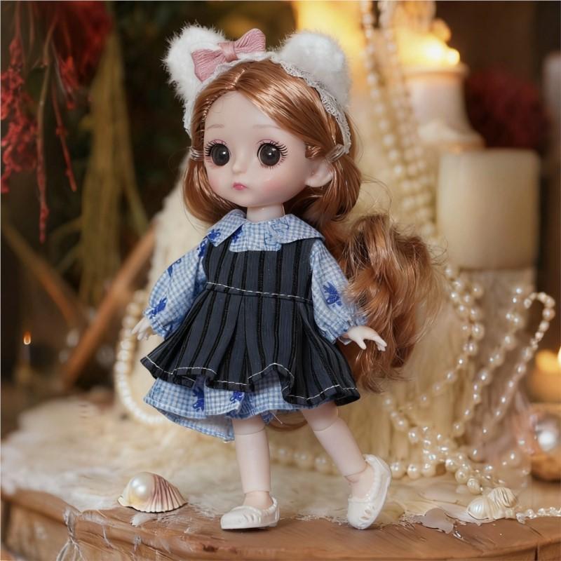 17 см Новая BJD Мини-кукла Подвижные суставы Девочка Принцесса Игрушка 3D Большие глаза Красивая DIY Игрушка Кукла с одеждой Наряд 1/12 Модная кукла
