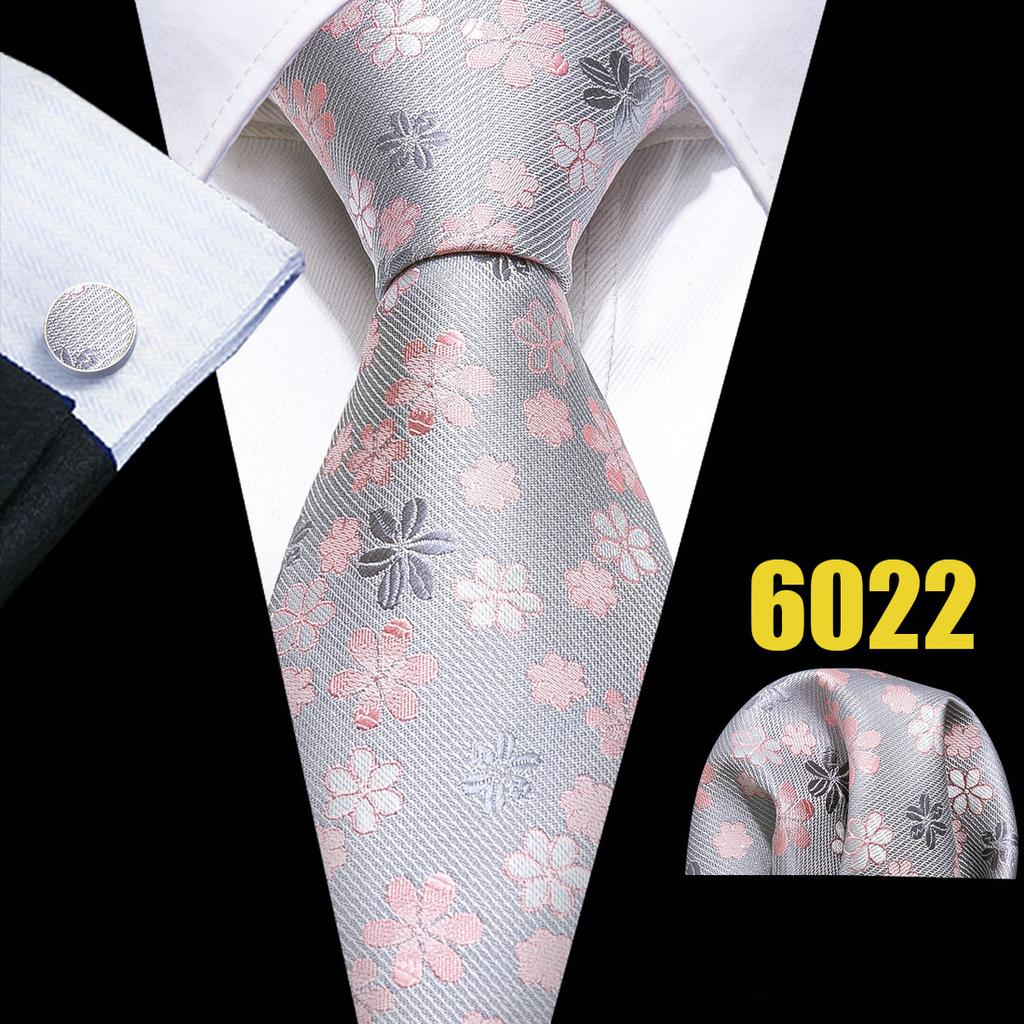 Barry.Wang Цветочные галстуки для мужчин, носовой платок, набор запонок, свадебный формальный набор галстуков