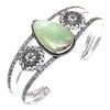 Chrysoprase Gemstone Antique Silver Jewelry Cuff Bracelets 7''Adjustable