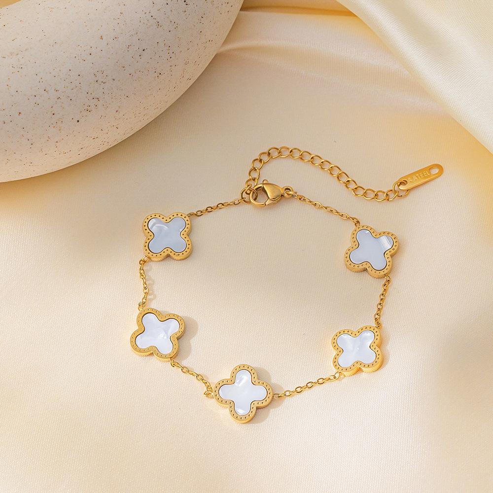 Популярный женский браслет с четырехлистным клевером, простые украшения на удачу, четырехлистный клевер, ракушка, прилив, индивидуальный дизайн ювелирных изделий