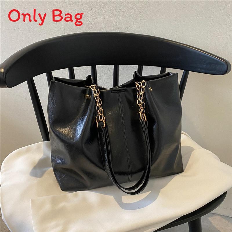 Womens Oversized Tote Bag Pu Material With Chain Detail For Casual Outings