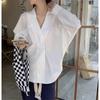 Модная женская рубашка с длинным рукавом и V-образным вырезом, свободный топ на весну и осень, повседневная свободная офисная простая блузка, однотонная элегантная женская одежда 2957