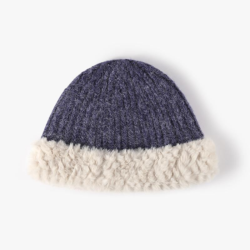 Winter outdoor leisure warm thickened knitted bucket hat women's fashion dome show face small wool hat cold