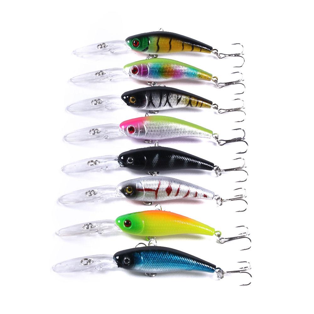 HENGJIA 1pc/8pcs Minnow Fishing Lure Wobbler Hard Plastic Bait Trout Bass Pike Lure Fishing Tackle