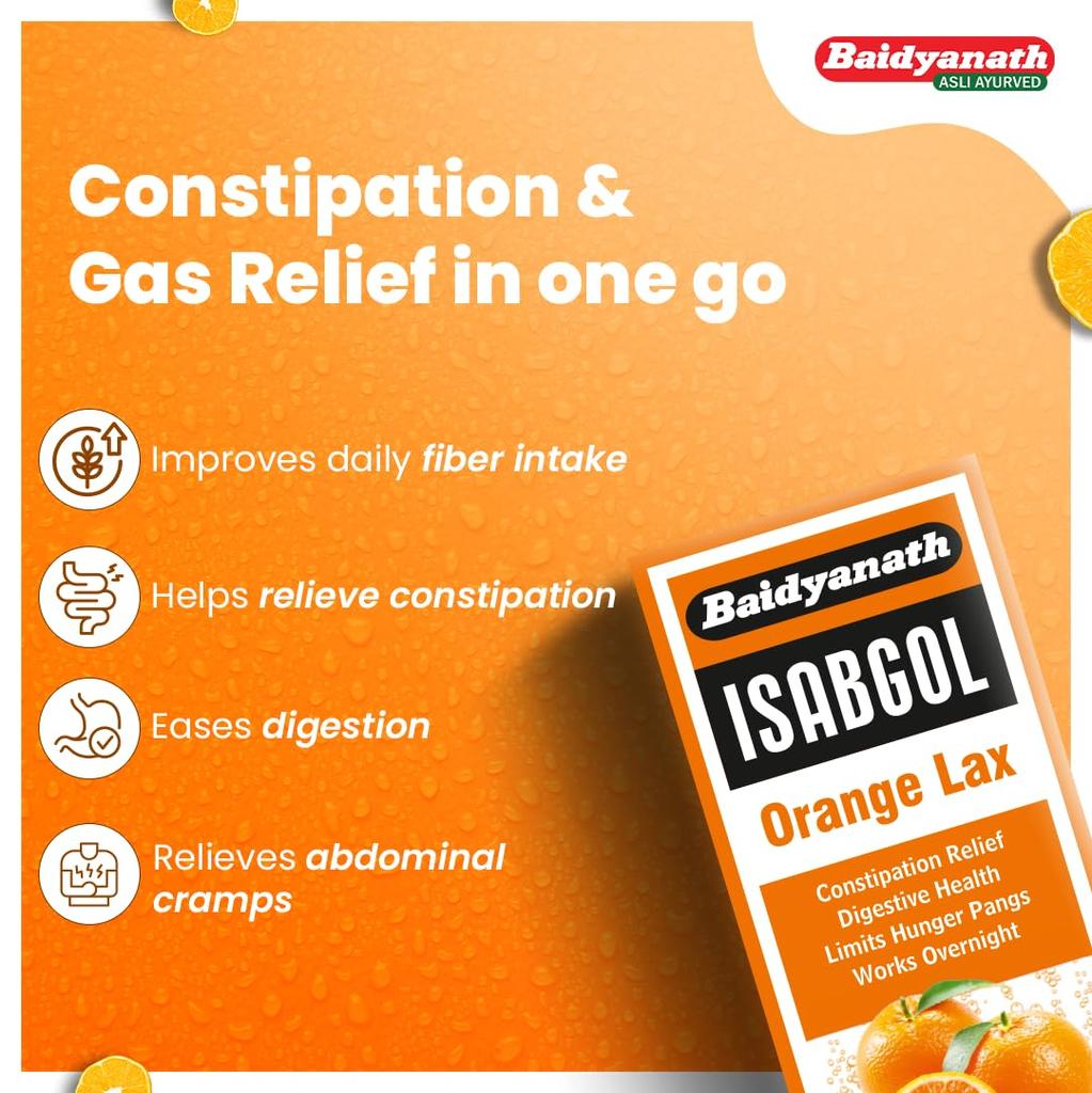 Baidyanath Isabgol Orange Lax Powder 250g Pack Of 1 – Natural Effervescent Fibre Supplement
