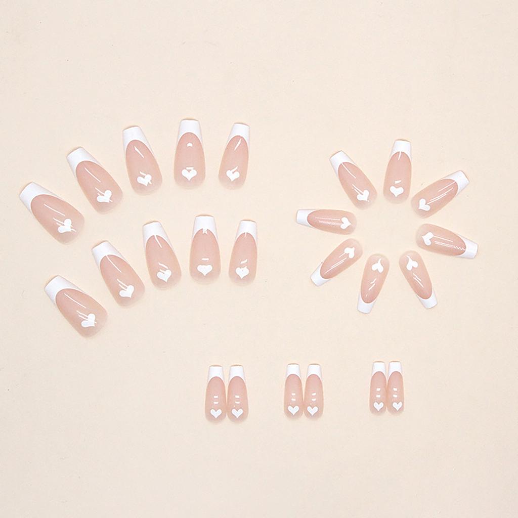 Valentine Fake Nails Short Press On Nails Square Red Full Cover Glue On Nails Valentine Heart-Shaped Nails With Cute Designs Extra Short With 2ml Glue