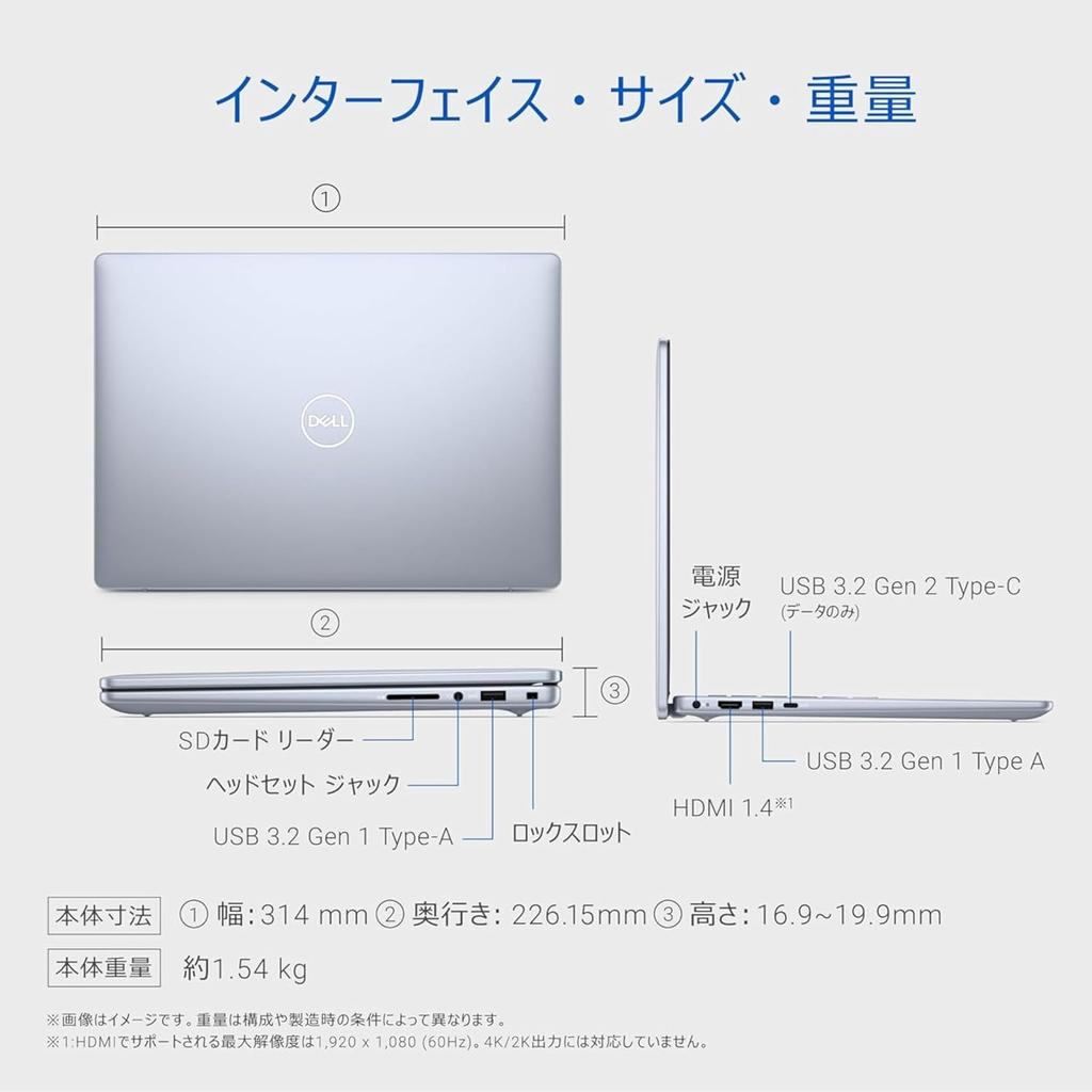 Dell Inspiron 14 Core i5 16 ГБ 512 ГБ Лед Windows 11 Японский 5440, 1334U, ОЗУ, SSD, Синий, Домашний,