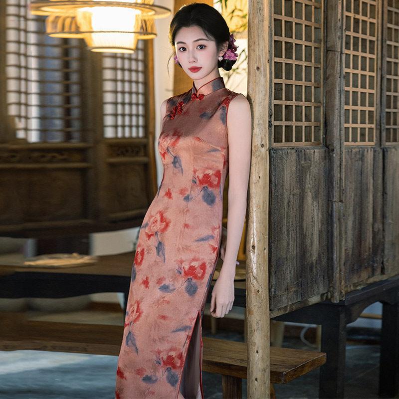 Guofeng new Chinese sleeveless long cheongsam improved new young women's high sense can be worn daily in summer