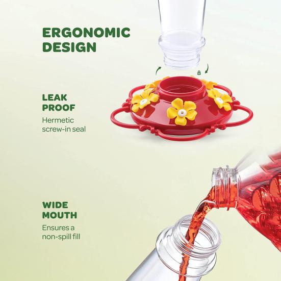 Кормушка для колибри для улицы, герметичная пластиковая кормушка для птиц с 5 отверстиями для кормления цветов и рвом для муравьев для внешнего декора сада