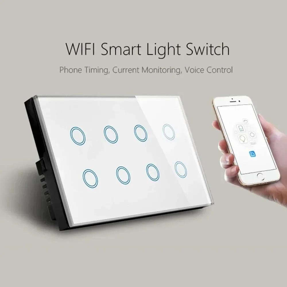 Melery WiFi Smart Touch настенный выключатель света 8-клавишный стеклянная панель 147*86 мм совместим с приложением Tuya и SmartLife Alexa и Google Home