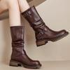 Женские элегантные высокие сапоги зимние дизайнерские новые кожаные туфли женские 2024 трендовые ботинки челси прогулочное платье готические женщины zapatos botas