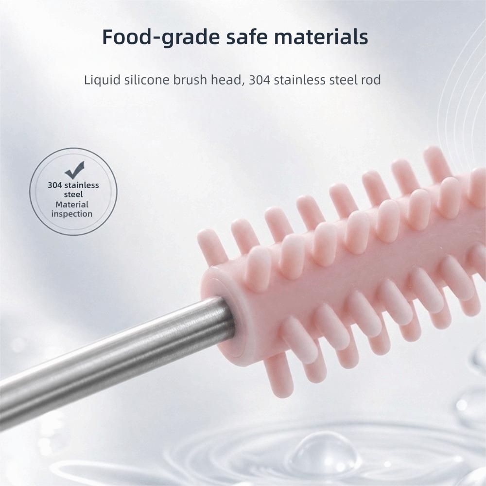 Heat Resistant Silicone Straw Brush 304 Stainless Steel Tube Cleaner Straw Maintenance