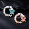 Temperament Luxury Pearl Butterfly Brooch High-end Female Exquisite Brooch Anti-light Pin Suit and Accessories Wholesale