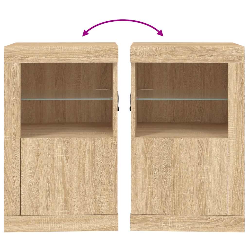 Side Table with LED Lights Sonoma Oak Particleboard