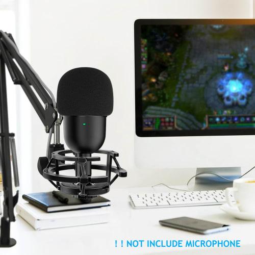 Silence Razer Mini Shock Mount with Foam Windscreen Cover, Anti-Vibration Suspension Shock Mount, Microphone Holder, Clip, Pop Filter, Explosive Block