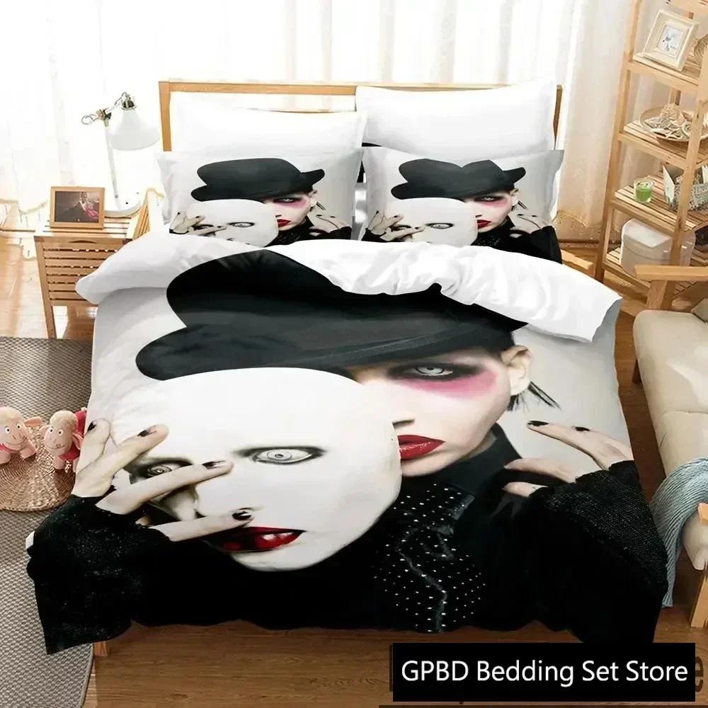 Luxury New 3D Print Marilyn Manson Bedding Set Boys Girls Twin Queen King Size Duvet Cover Pillowcase Bed Home Textileextile