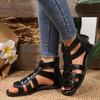 Fashion Shoes for Women 2025 Brand Casual Back Zipper Women's Sandals Fashion Narrow Band Sandals Women New Solid Roman Flat Sandals
