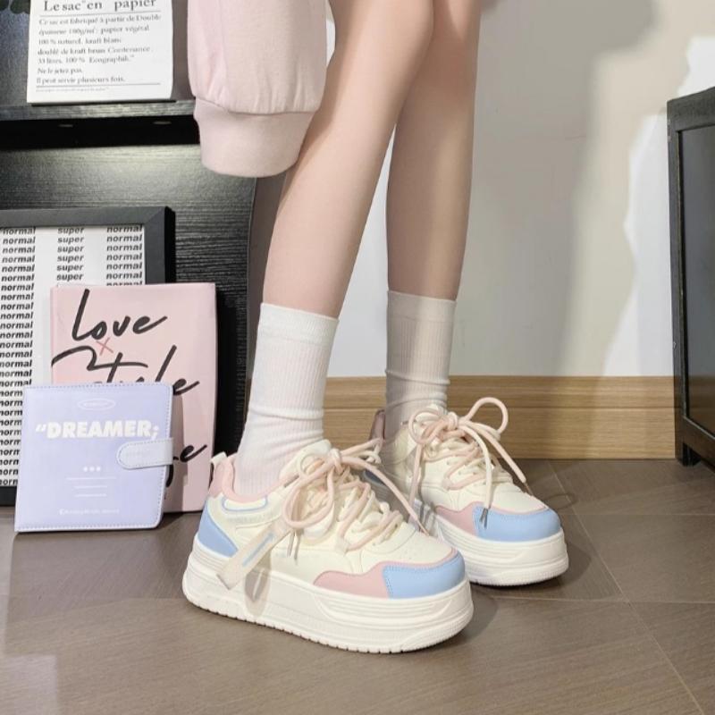 Fashion Zapatillas Autumn Women Skateboard Shoes Platform Casual Sneakers Fashion Breathabe Round-toe Vulcanized Shoes Women's Trainers