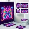 1/4 Красочные шторки для душа с бабочками, Декор для сиденья унитаза, Шторка для душа с ковриком и крышкой для унитаза, 12 70,8x70,8 дюймов Ху