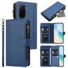 For Xiaomi Poco M7 Plus 5G/M7 4G (169mm) Leather Case 9 Card Slots Zipper Wallet Stand Phone Cover with Wrist Strap