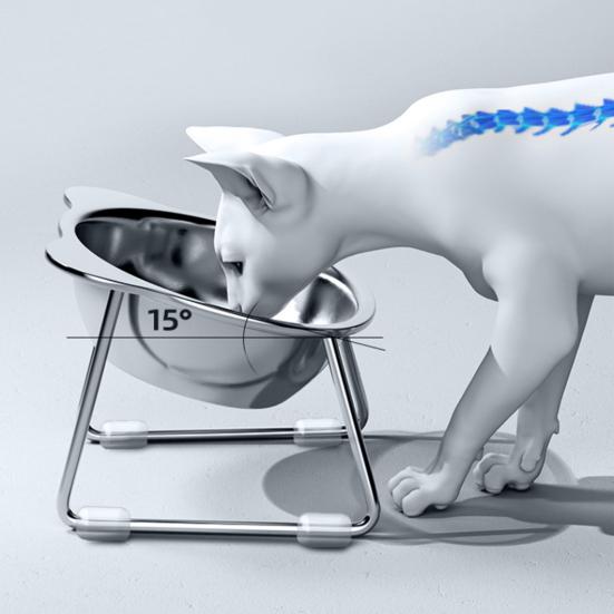 Приподнятая миска для кошек из нержавеющей стали, наклонная приподнятая миска для кошек с металлической подставкой