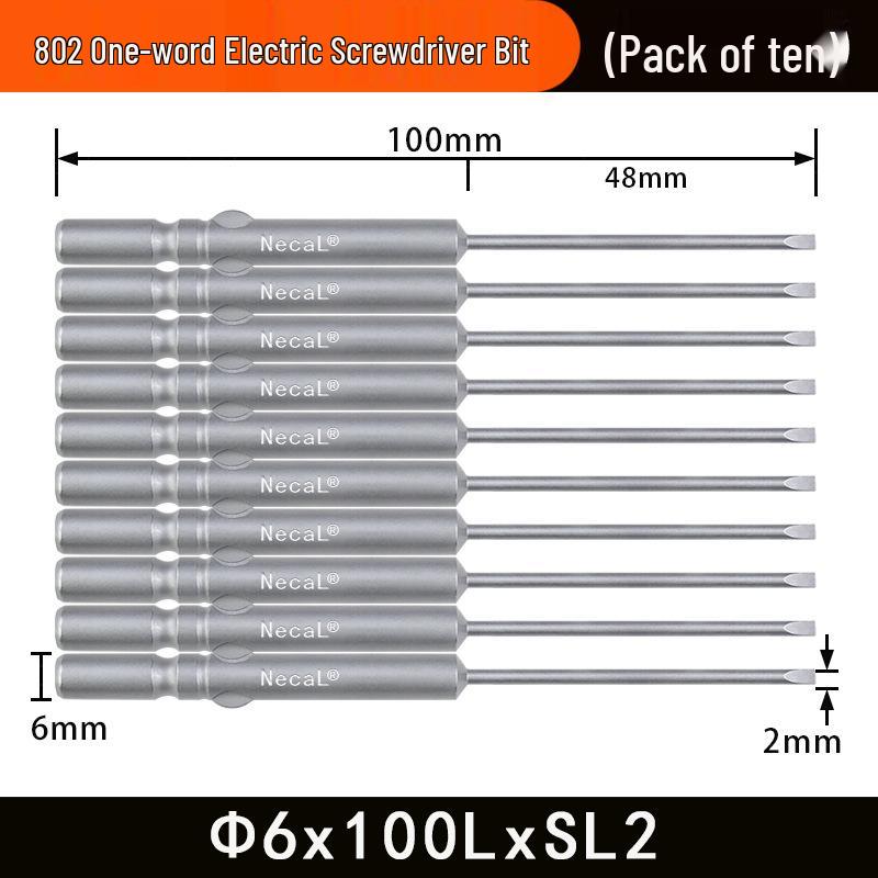 Nigao S2 6MM Round Shank Magnetized Slotted Electric Screwdriver Bit 802