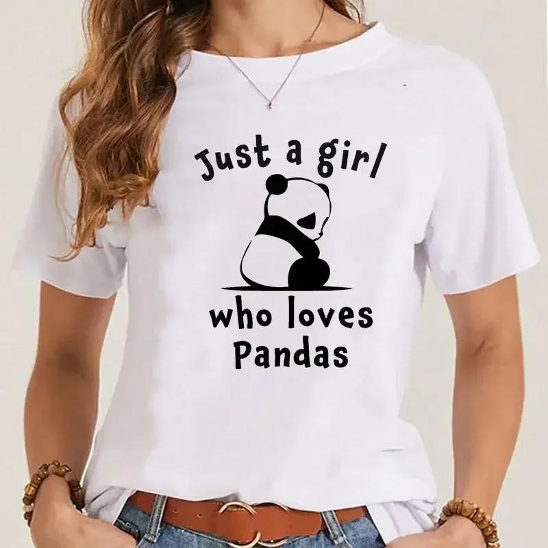 Fashion Clothes Ladies Panda Lovely Trend Cartoon Clothing Short Sleeve Graphic T Shirt Summer Tee Women T-shirt Female Top