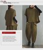 2024 Autumn Women's Two-Piece Set: Stand-Up Collar Pullover with Harem Pants In Large Size