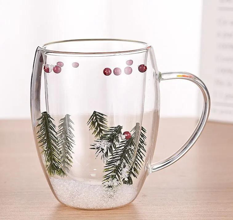 350 мл Двойная стеклянная кружка с начинкой из сухих цветов с ручками кухонные принадлежности WLL2148