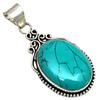 Pendant Tibetan Turquoise Gemstone Gift For Her Silver Jewelry 2.5"