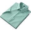 Short Sleeve Striped Men Stretch Work Shirt Non-Iron Summer Easy Care Male Tops Without Front Pocket