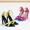 Летняя мода 2025 Дизайн в смешанных цветах Женские сандалии на высоком каблуке Сексуальные туфли-лодочки с острым носком, тонким высоким каблуком и закрытой пяткой Sandalias