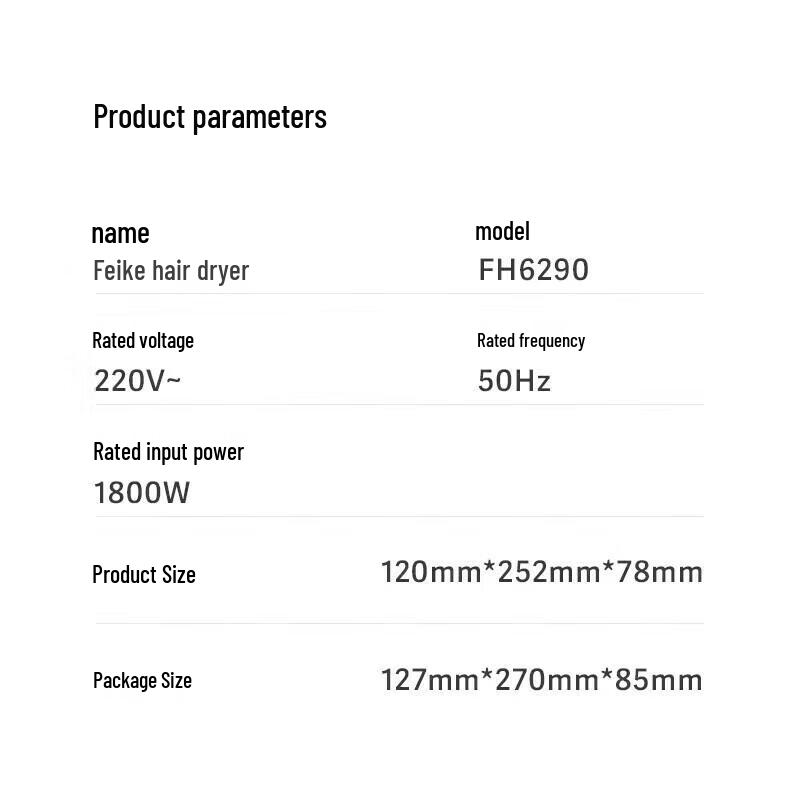 FLYCO FH6290 1800W Negative Ion Hair Dryer CN plug (adapter included)